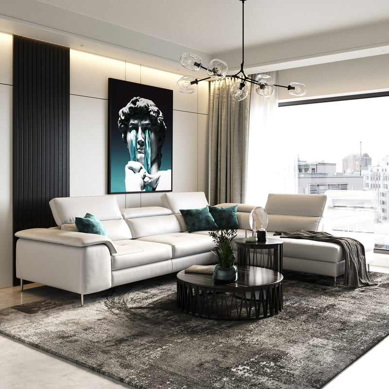 Viola - Italian Contemporary Grey Leather Right Facing Sectional Sofa — view 5
