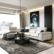 Viola - Italian Contemporary Grey Leather Left Facing Sectional Sofa — view 5
