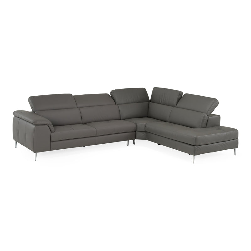 Viola - Italian Contemporary Blue-Grey Leather Right Facing Sectional Sofa — view 4