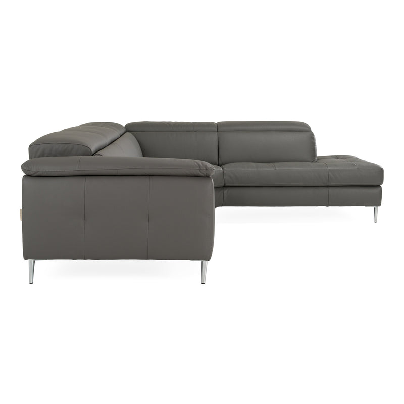 Viola - Italian Contemporary Blue-Grey Leather Right Facing Sectional Sofa — view 2