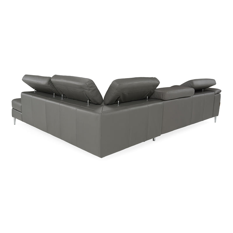 Viola - Italian Contemporary Blue-Grey Leather Right Facing Sectional Sofa — view 3