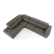 Viola - Italian Contemporary Grey Leather Left Facing Sectional Sofa — view 2
