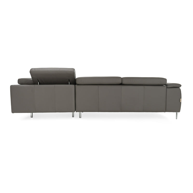 Viola - Italian Contemporary Grey Leather Right Facing Sectional Sofa — view 3