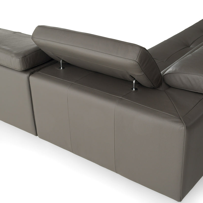 Viola - Italian Contemporary Grey Leather Left Facing Sectional Sofa — view 4