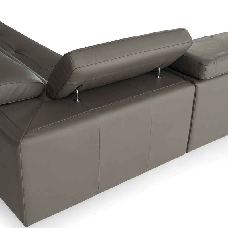 Viola - Italian Contemporary Grey Leather Right Facing Sectional Sofa — view 4
