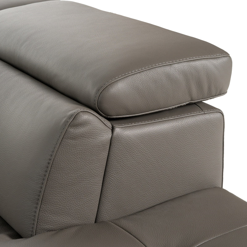 Viola - Italian Contemporary Grey Leather Right Facing Sectional Sofa — view 5