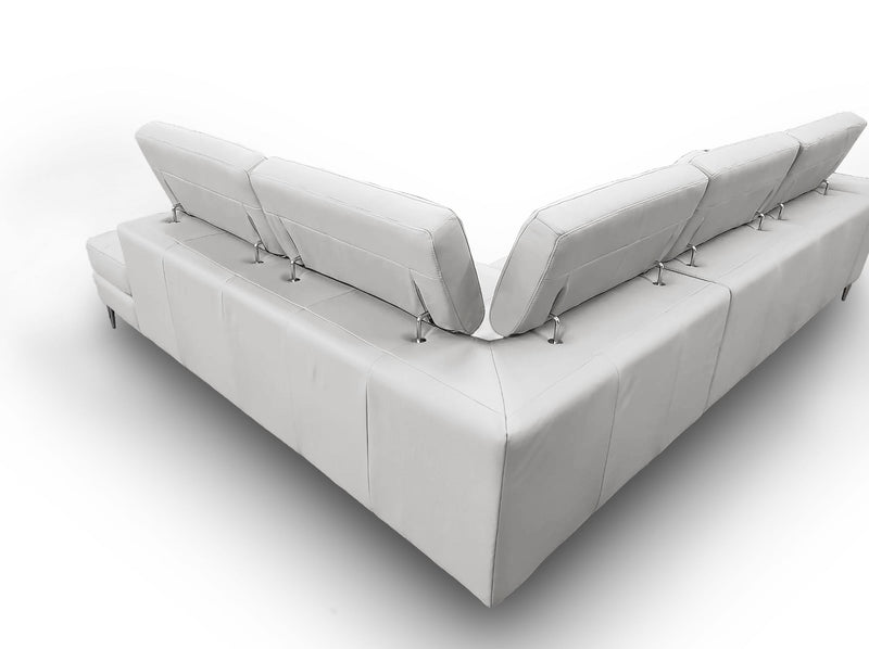 Viola - Italian Contemporary Grey Leather Right Facing Sectional Sofa — view 2