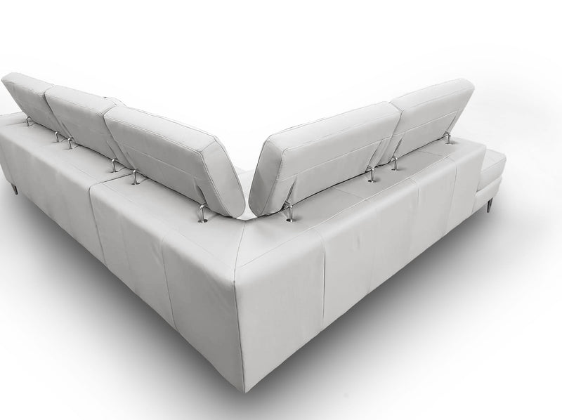 Viola - Italian Contemporary Grey Leather Left Facing Sectional Sofa — view 2
