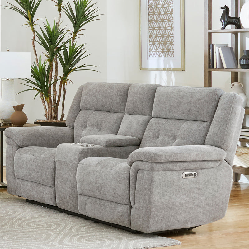Parker Living Richland - Bristol Grey Power Reclining Console Loveseat