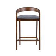 Vougler - Modern Grey Fabric + Walnut Counter Chair (Set of 2)