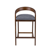Vougler - Modern Grey Fabric + Walnut Counter Chair (Set of 2) — view 2