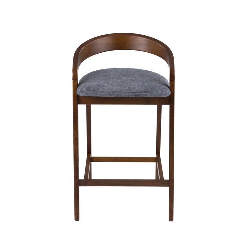 Vougler - Modern Grey Fabric + Walnut Counter Chair (Set of 2) — view 2