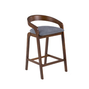 Vougler - Modern Grey Fabric + Walnut Counter Chair (Set of 2) — view 3