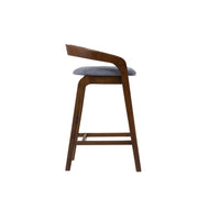 Vougler - Modern Grey Fabric + Walnut Counter Chair (Set of 2) — view 4