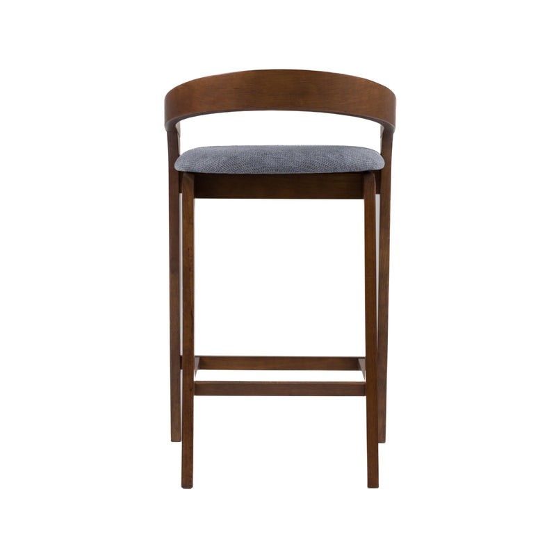 Vougler - Modern Grey Fabric + Walnut Counter Chair (Set of 2) — view 5