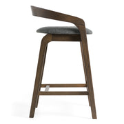 Vougler - Modern Grey Fabric + Wenge Counter Chair (Set of 2) — view 3
