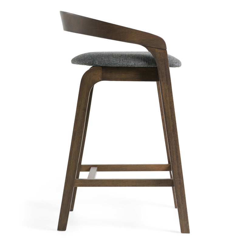 Vougler - Modern Grey Fabric + Wenge Counter Chair (Set of 2) — view 3
