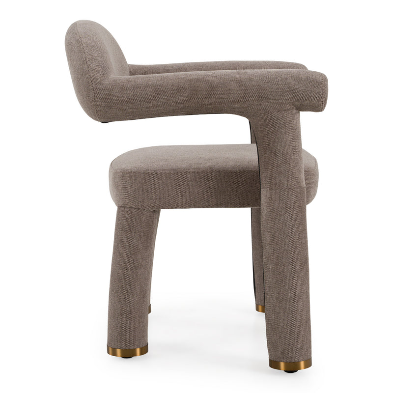 Walbrook - Modern Brown Fabric + Gold Dining Chair — view 2