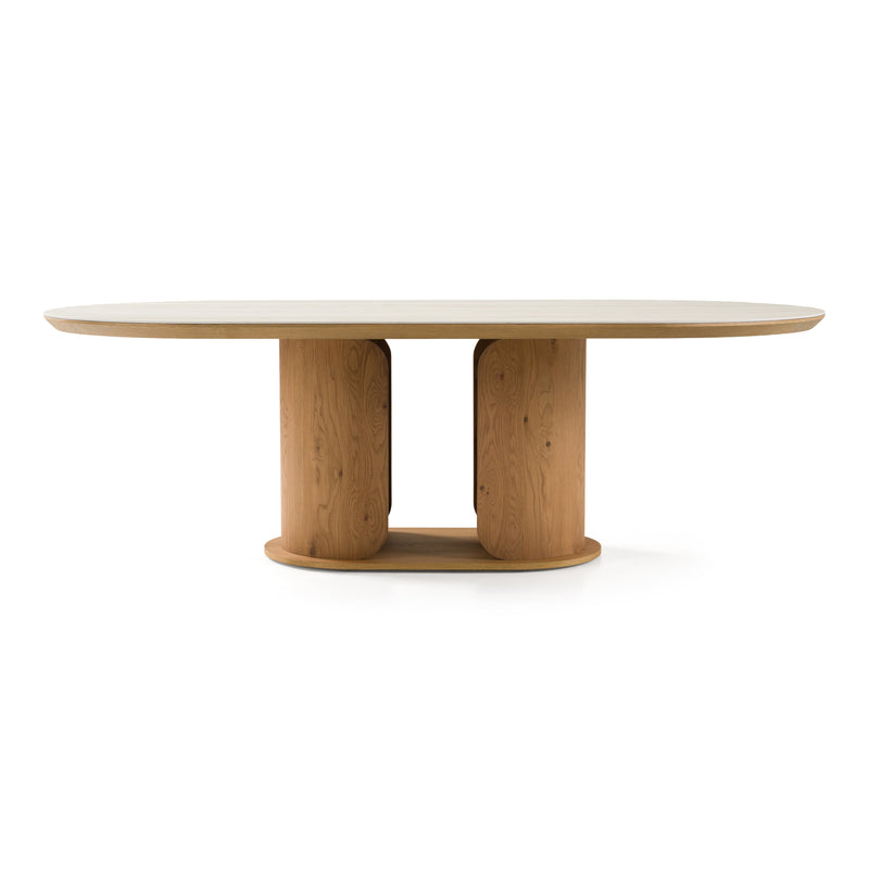 Walbrook - Modern Faux Travertine Ceramic + White Oak Oval Dining Table — view 2