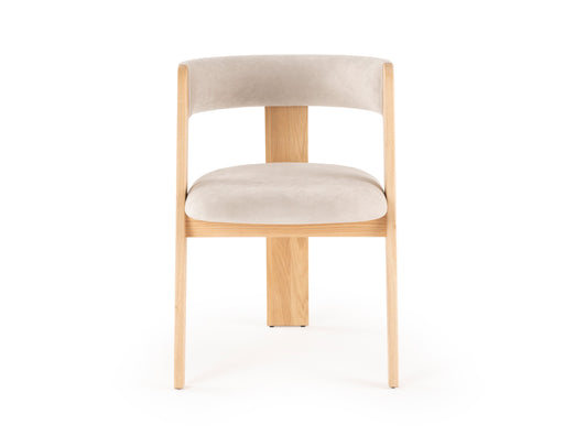 Washington - Modern Cream Velvet + Natural Oak Dining Chair (Set of 2) — view 2