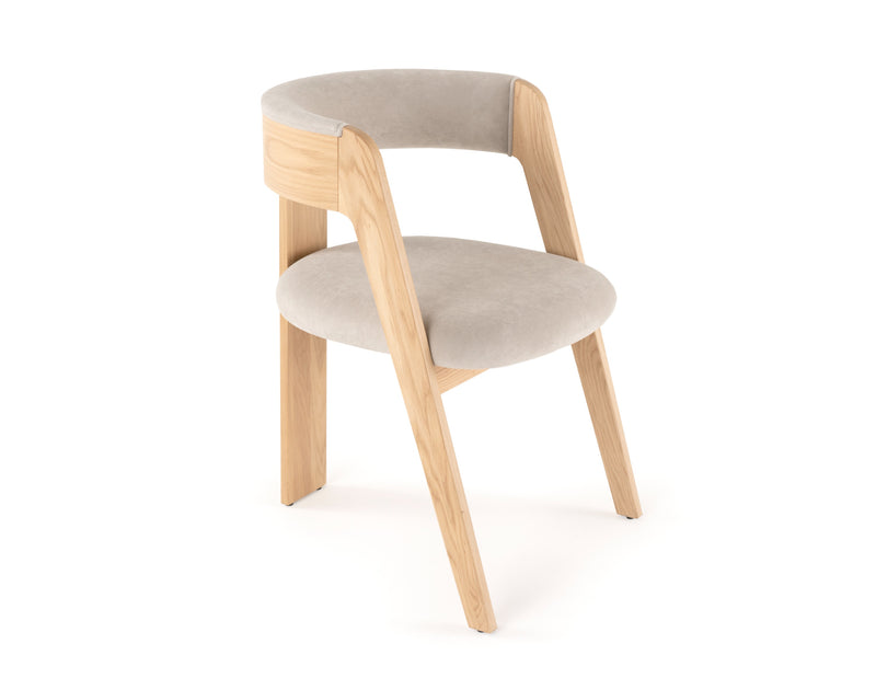 Washington - Modern Cream Velvet + Natural Oak Dining Chair (Set of 2) — view 3