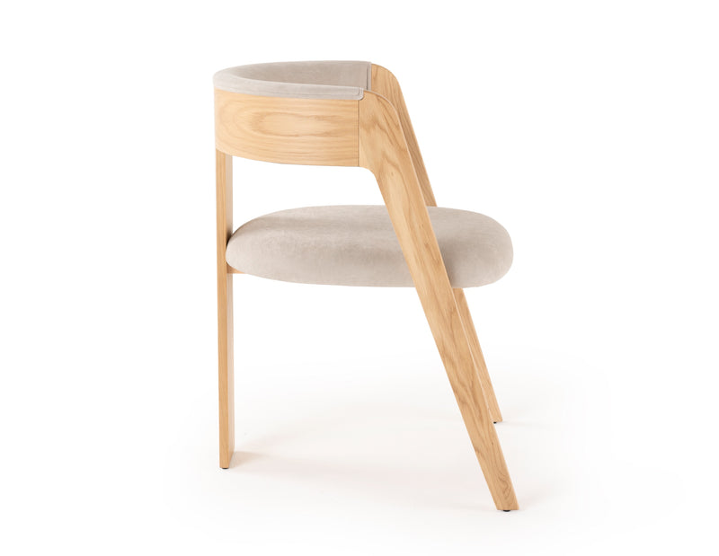 Washington - Modern Cream Velvet + Natural Oak Dining Chair (Set of 2) — view 4