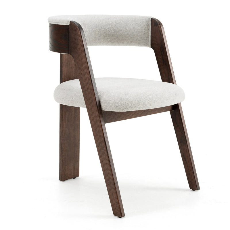 Washington - Modern Off-White Fabric + Brown Oak Dining Chair (Set of 2) — view 2