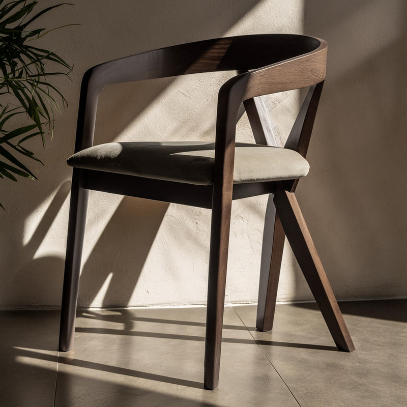 Weiss - Mid-Century Modern Light Grey Fabric + Wenge Dining Chair — view 3