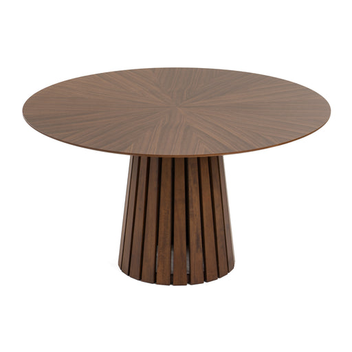 Weiss - Mid-Century Modern Walnut Round Dining Table + 6 Chair Set
