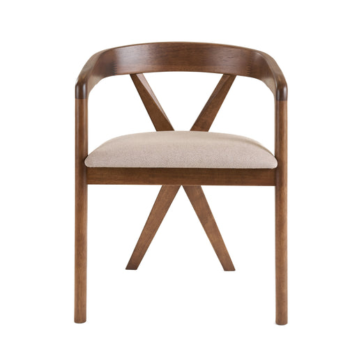 Weiss - Mid-Century Modern Light Brown Fabric + Walnut Dining Chair — view 2
