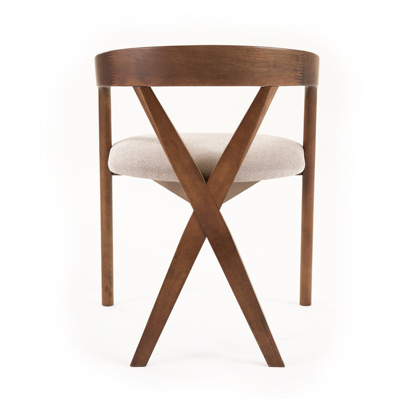 Weiss - Mid-Century Modern Light Brown Fabric + Walnut Dining Chair — view 4