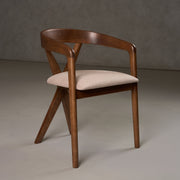 Weiss - Mid-Century Modern Light Brown Fabric + Walnut Dining Chair — view 5