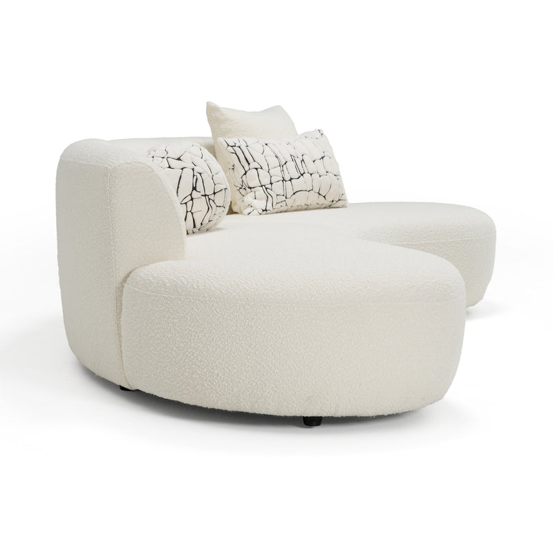 Weldon - Modern Cream Fabric Curved Sectional Sofa — view 2