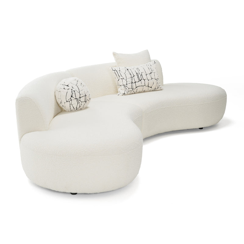 Weldon - Modern Cream Fabric Curved Sectional Sofa — view 4