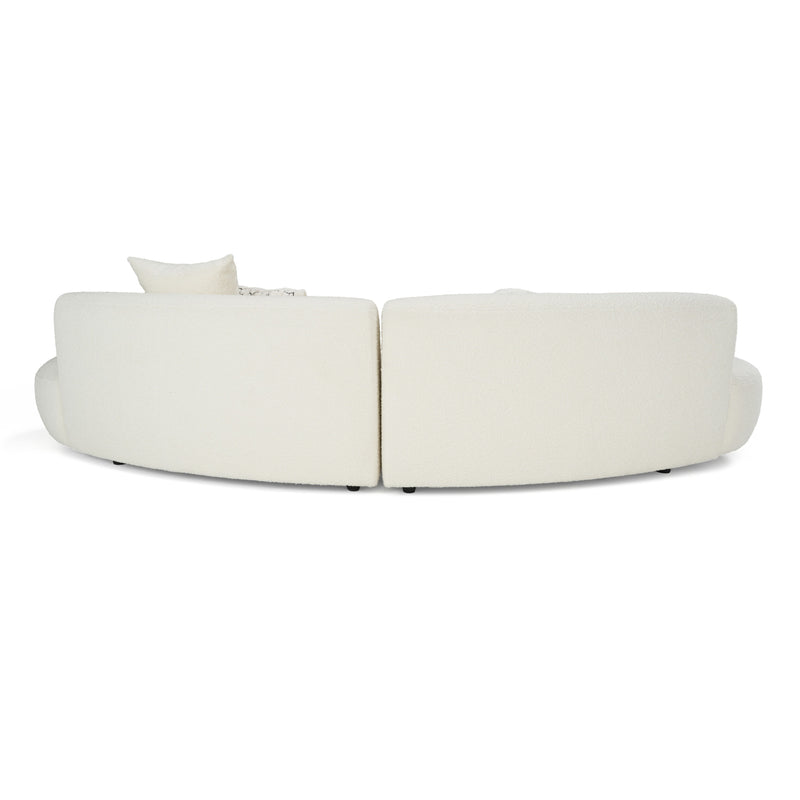 Weldon - Modern Cream Fabric Curved Sectional Sofa — view 5