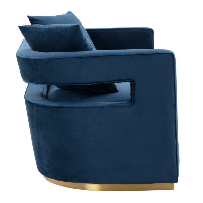Wells - Modern Blue Velvet Loveseat — view 2