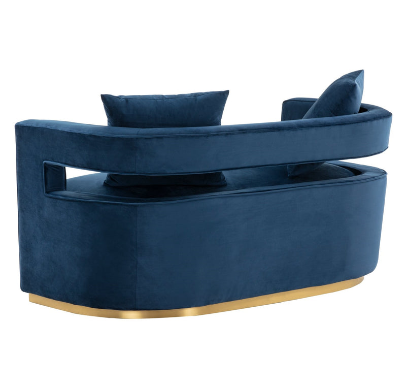 Wells - Modern Blue Velvet Loveseat — view 3