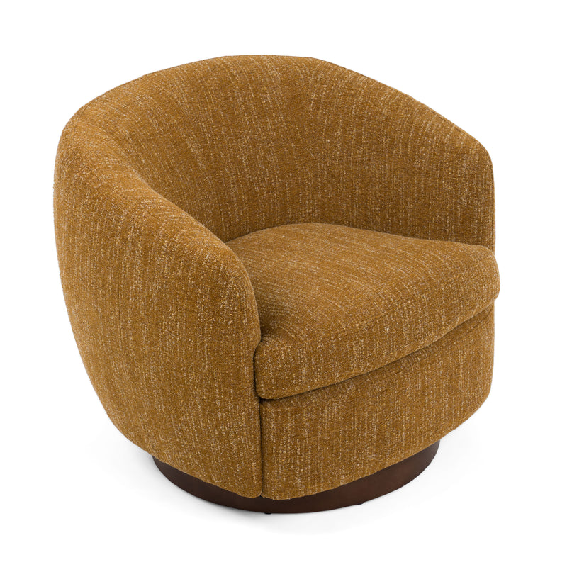 Wendt - Modern Mustard Fabric Swivel Accent Chair — view 3