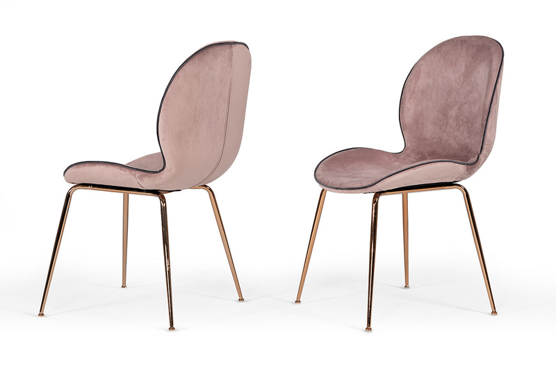 Wendy Modern Pink Velvet & Rosegold Dining Chair (Set of 2) — view 4