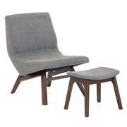 Whitney Modern Grey & Walnut Accent Chair & Ottoman — view 4
