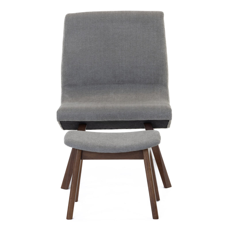 Whitney Modern Grey & Walnut Accent Chair & Ottoman — view 3