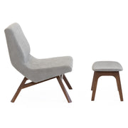 Whitney Modern Grey & Walnut Accent Chair & Ottoman — view 5