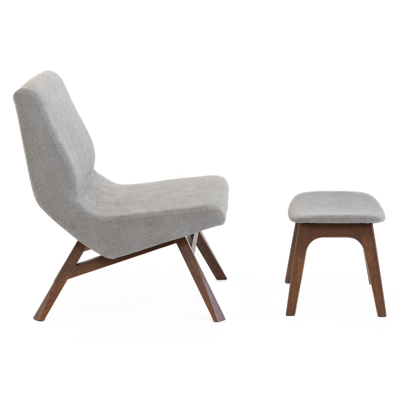 Whitney Modern Grey & Walnut Accent Chair & Ottoman — view 5