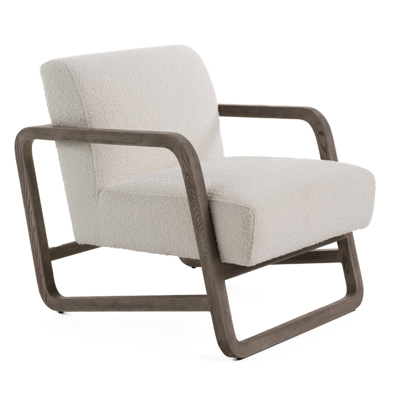 Wilber - Modern Off-White Fabric + Grey Wood Accent Chair — view 2