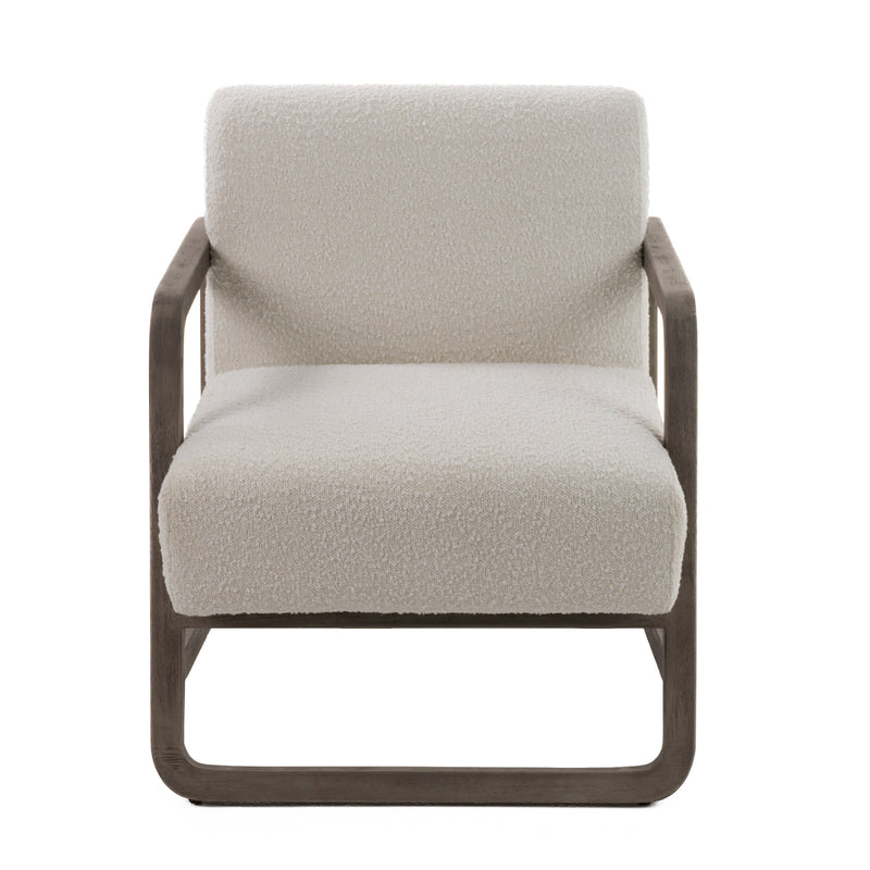 Wilber - Modern Off-White Fabric + Grey Wood Accent Chair — view 3