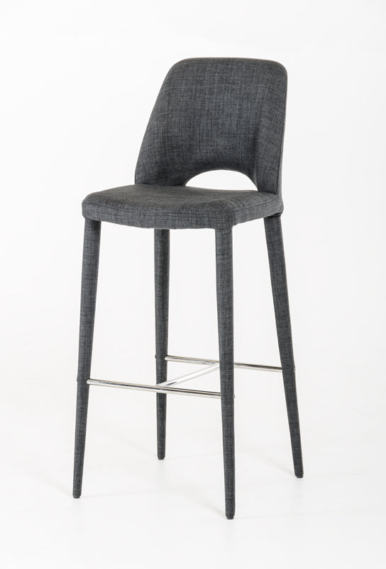 Williamette Mid-Century Dark Grey Fabric Bar Stool