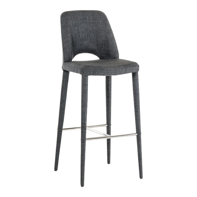 Williamette Mid-Century Dark Grey Fabric Bar Stool — view 4