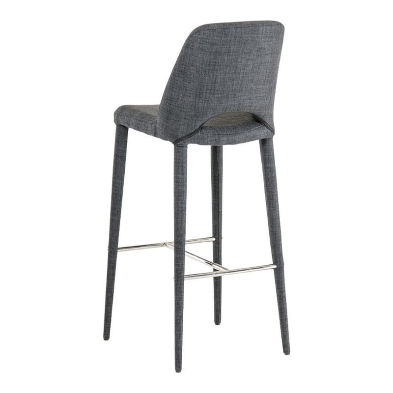 Williamette Mid-Century Dark Grey Fabric Bar Stool — view 5