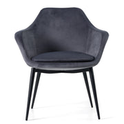 Wilson - Modern Grey Velvet & Black Dining Chair