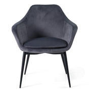Wilson - Modern Grey Velvet & Black Dining Chair — view 2